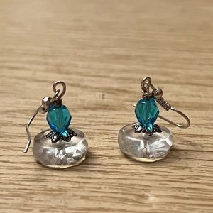 Blue & Clear beaded earrings NWOT